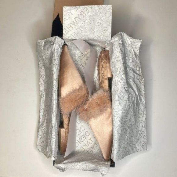 Birdies The Dove French Rose Slip On Mink Fur Pointed Toe Mules - Picture 6 of 7